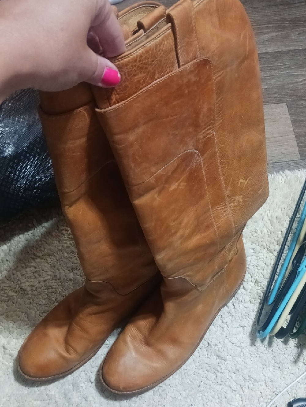 Frye Tan Leather Tall Boots